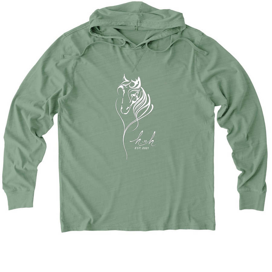 Horses-n-Harleys Farm, a Lichen Green Allmade Organic Cotton Mineral Dye Hoodie Tee