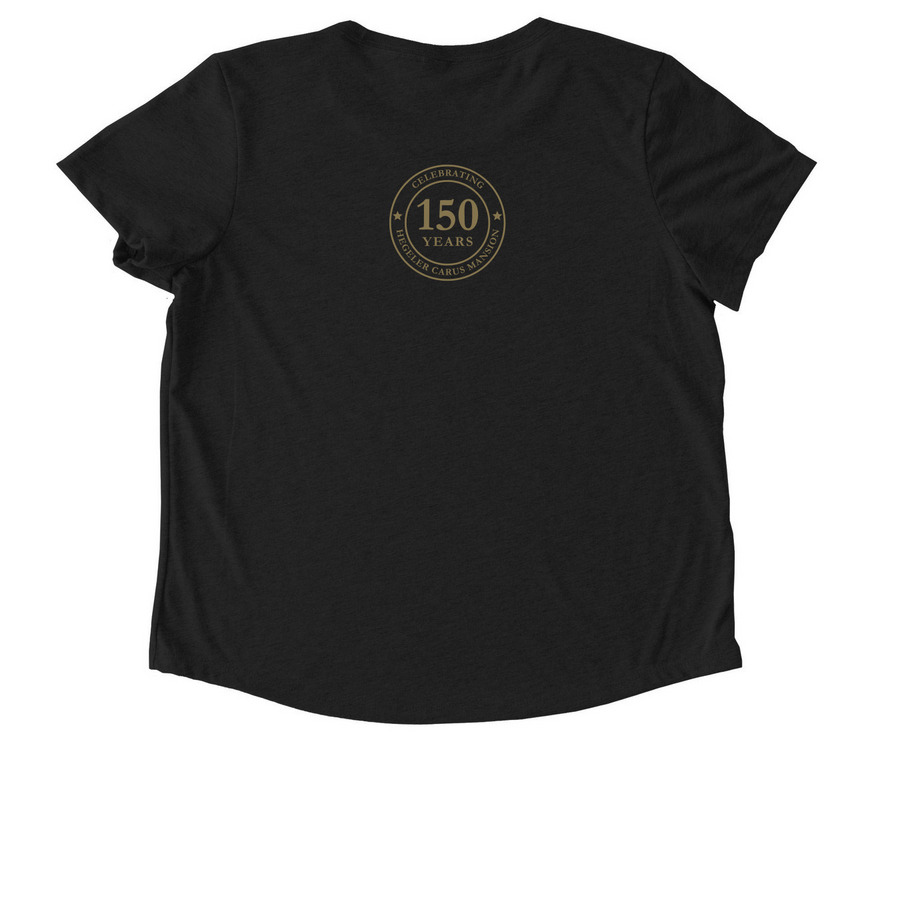 Hegeler Carus Mansion Anniversary Shirt, a Deep Black Allmade Eco Triblend Women?s Scoop Neck Tee (back-view)