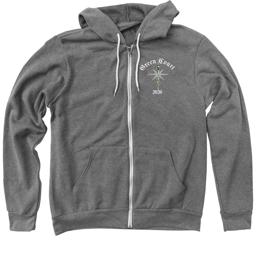 2026 Green Court Hoodie, a Deep Heather Zip Up Hoodie