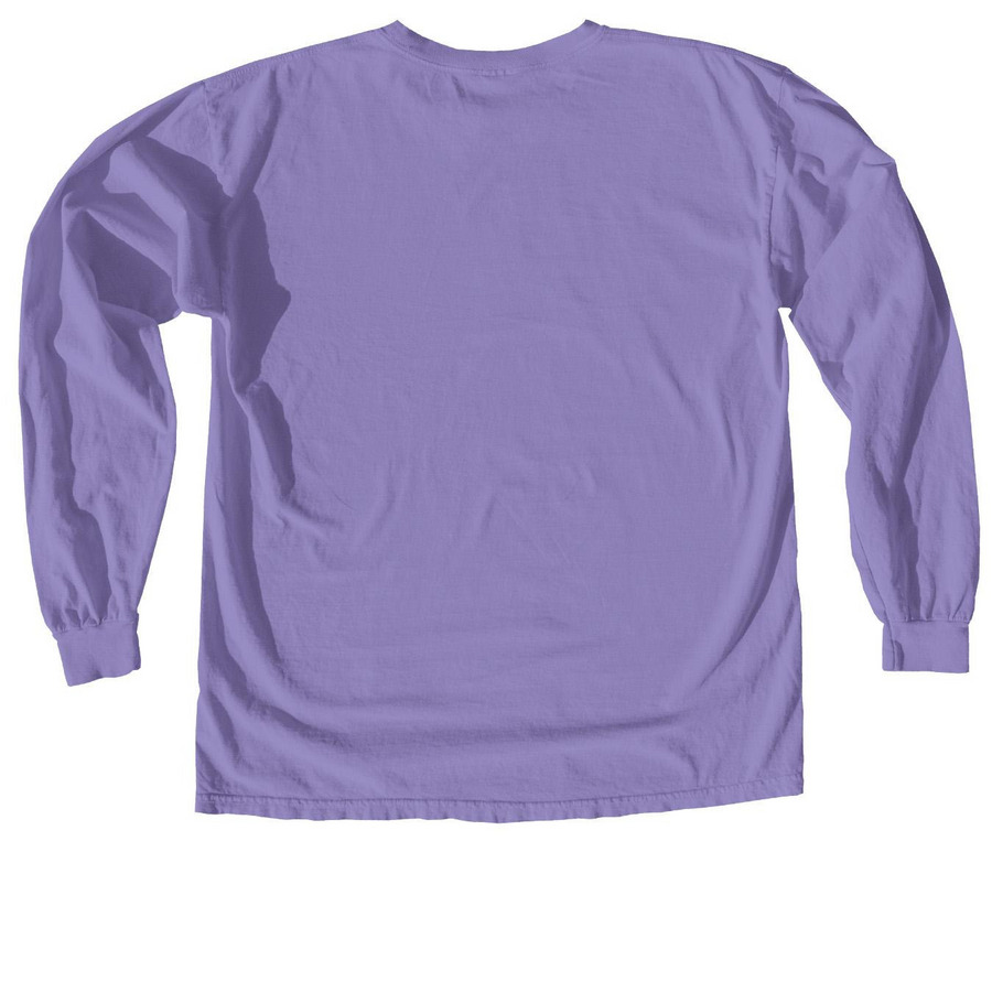 All Booked for Halloween, a Violet Comfort Colors Long Sleeve Tee (back-view)