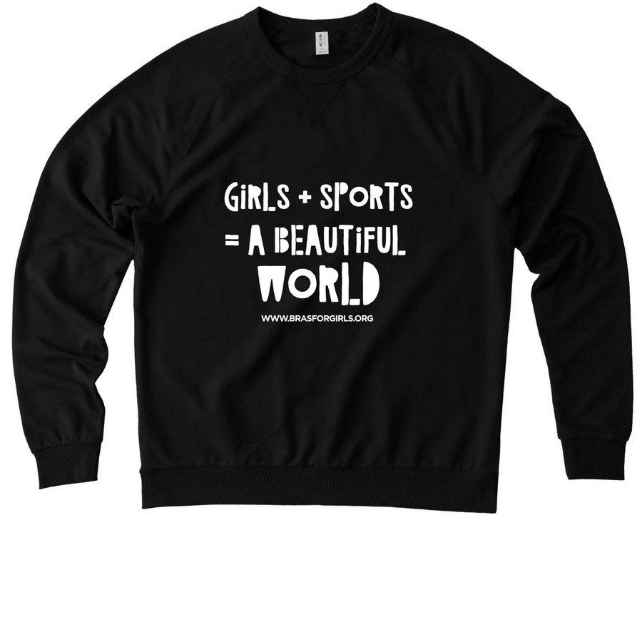 Girls + Sports - White Graphic, a Deep Black Allmade Organic French Terry Crewneck Sweatshirt