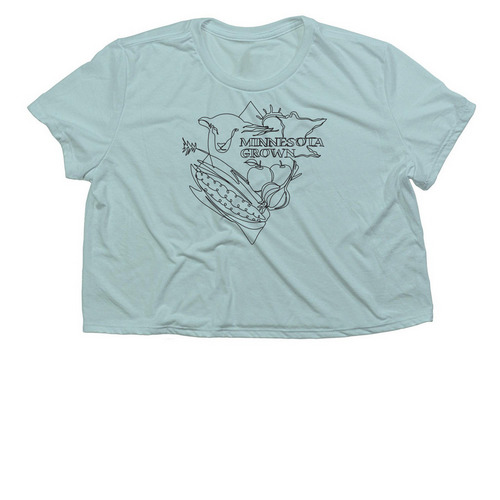 Minnesota Grown Linework, a Dusty Blue Women?s Flowy Cropped Tee