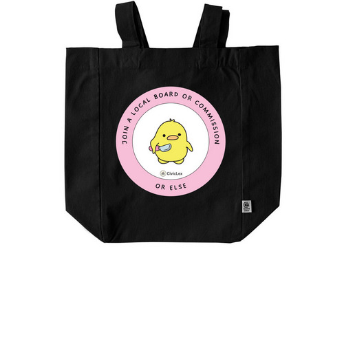 Join a Local Board or Commission Tote, a Black Recycled Cotton Tote Bag