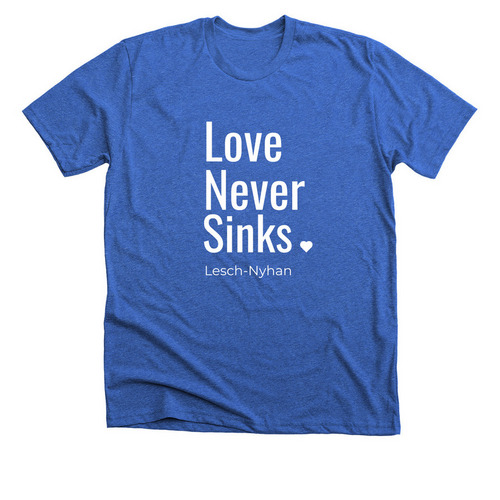 Love Never Sinks, a Heather True Royal Premium Unisex Tee