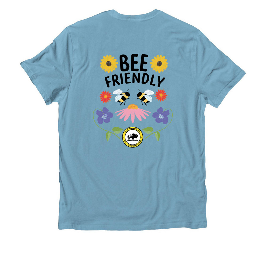 Bee Friendly, a Arctic Blue Allmade Organic Cotton Unisex Tee (back-view)