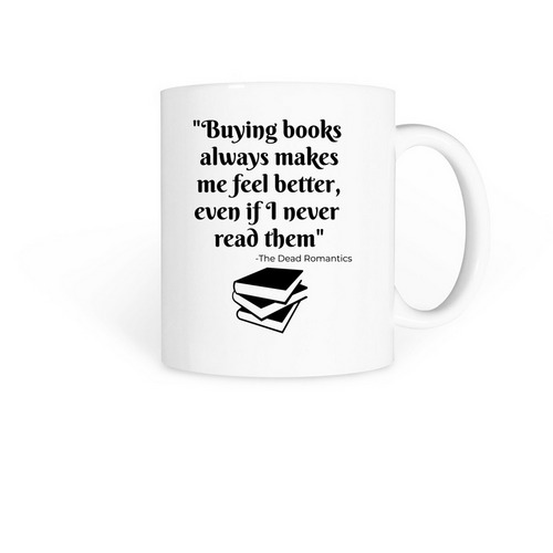 Buying Books, a White Coffee Mug