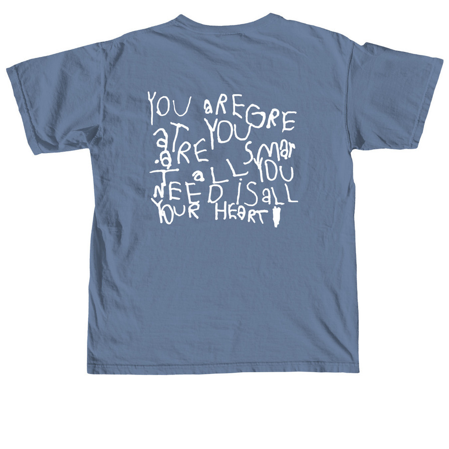 Maeve's Poem - White Print, a Blue Jean Comfort Colors Unisex Tee (back-view)