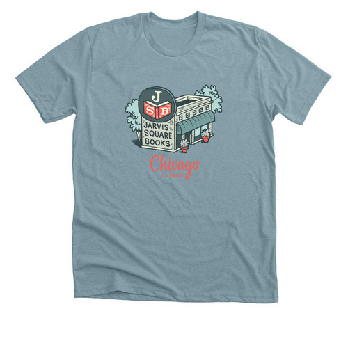 Jarvis Square Books Illustrated Tee&nbsp;, a Heather Blue Lagoon Premium Unisex Tee