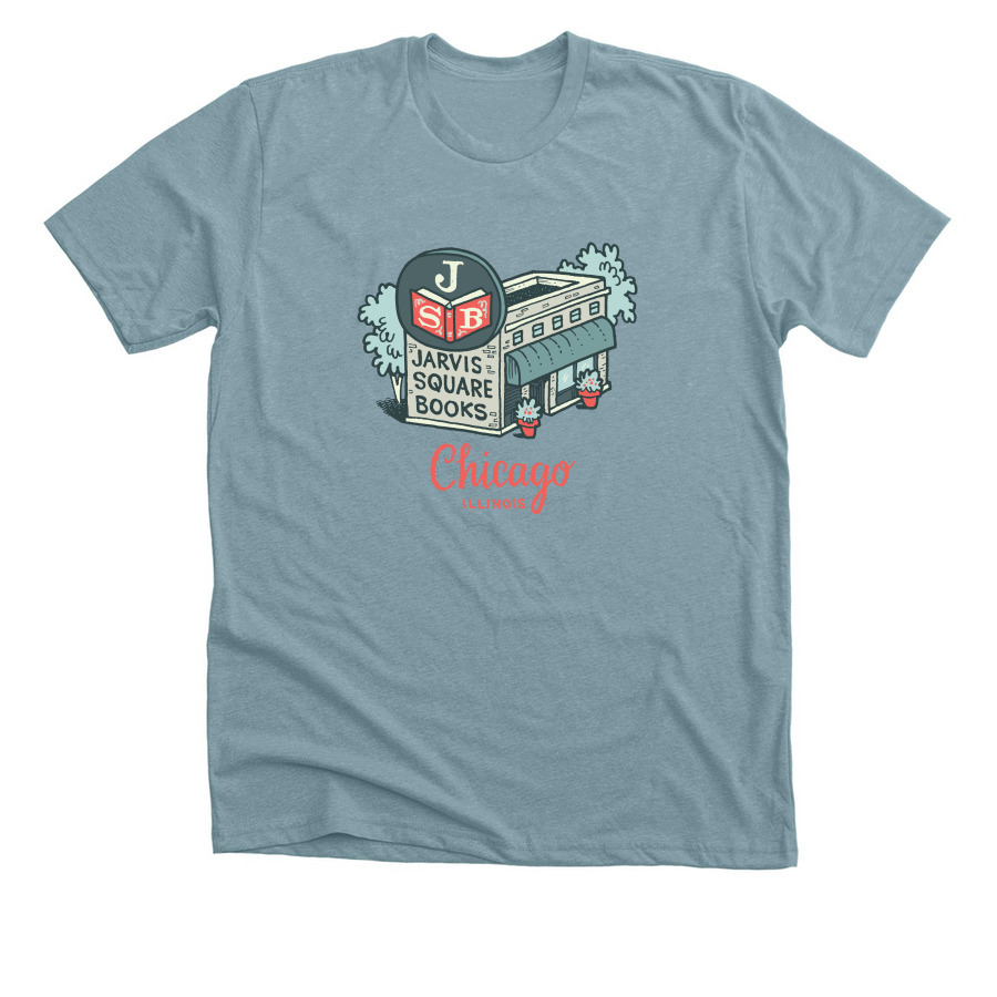 Jarvis Square Books Illustrated Tee&nbsp;, a Heather Blue Lagoon Premium Unisex Tee
