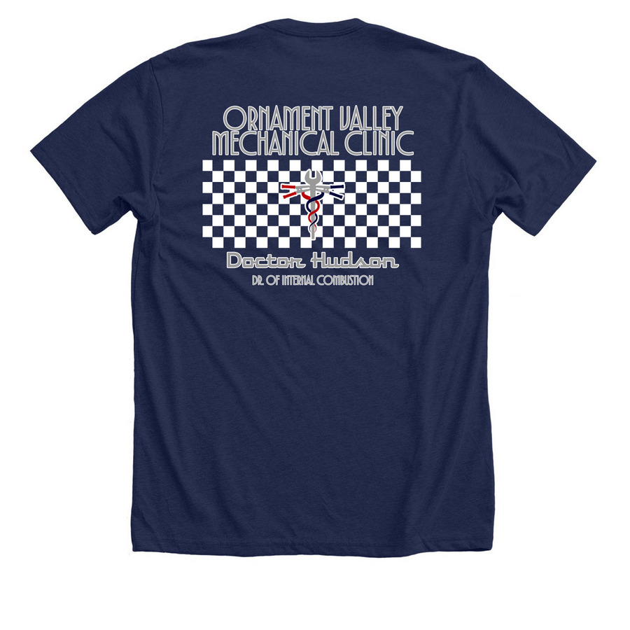 Doctor Car, a Solid Navy Blend Premium Unisex Tee (back-view)