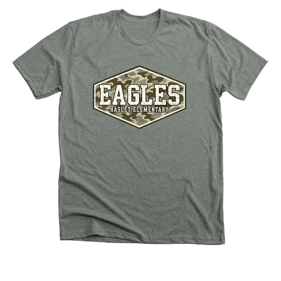 Haslet Camo, a Deep Heather Premium Unisex Tee