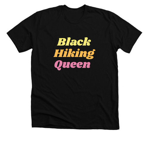 Black Hiking Queen T-Shirt, a Solid Black Blend Premium Unisex Tee