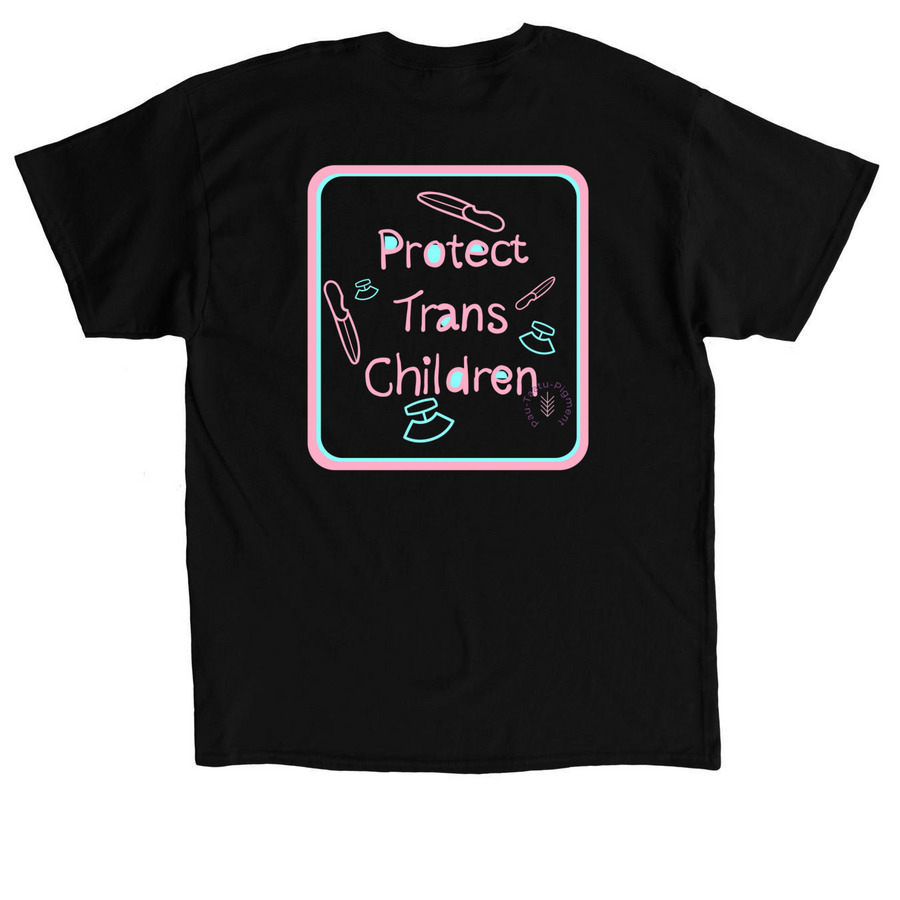 ProtectTransChildren Back Graphic, a Black Classic Unisex Tee (back-view)