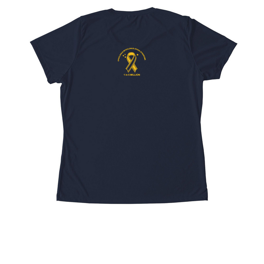 Lucas Lights The Way OMAS Activewear, a True Navy Women's Performance Tee (back-view)