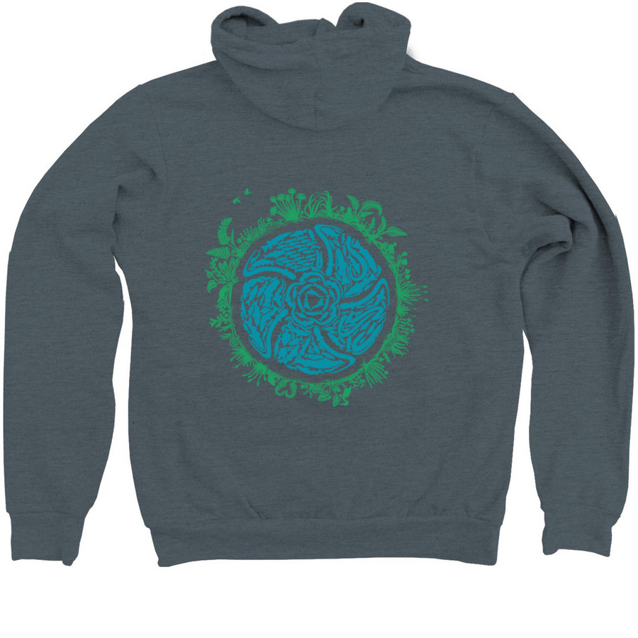 Natel FishSafe Zip Up Hoodies, a Heather Slate Zip Up Hoodie (back-view)