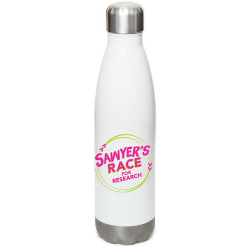 Sawyer's Race for Research H2O bottle, a White Stainless Steel Water Bottle