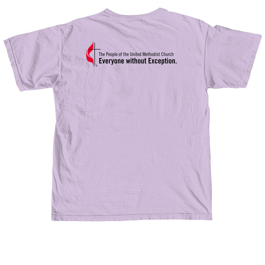 Rochester NY UMC Pride 2026, a Orchid Comfort Colors Unisex Tee (back-view)