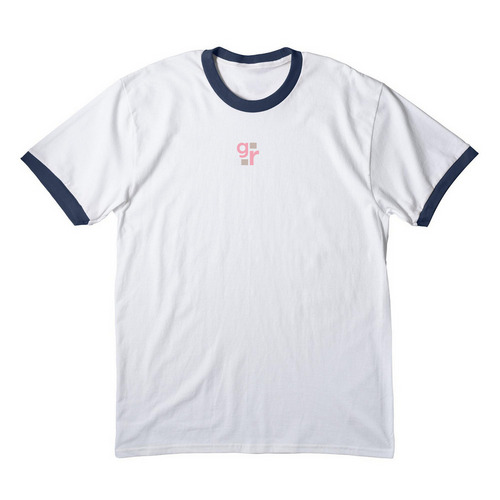 Girlhood Rising Camp Tee, a White/ Navy Cotton Ringer Tee