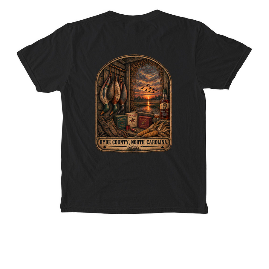 Hyde Blind&nbsp;, a Black Comfort Colors Pocket Tee (back-view)