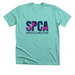 Magenta and Navy Logo Tee, a Heather Sea Green Premium Unisex Tee