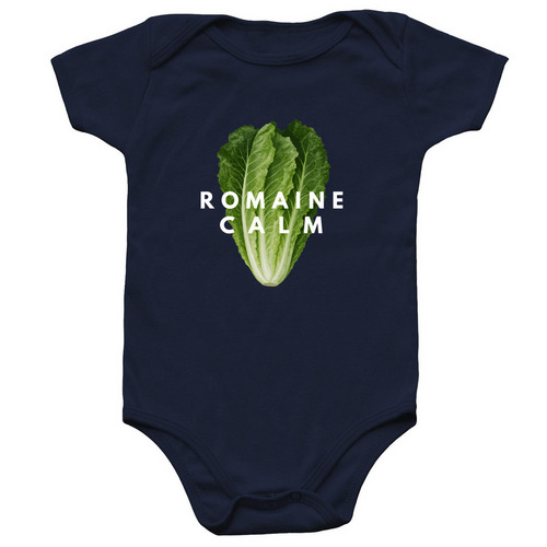 Romaine Calm, a Navy Infant Onesie