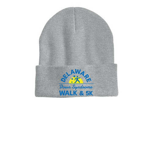DE Down Syndrome Walk Beanie, a Heather Grey Printed Cuffed Beanie