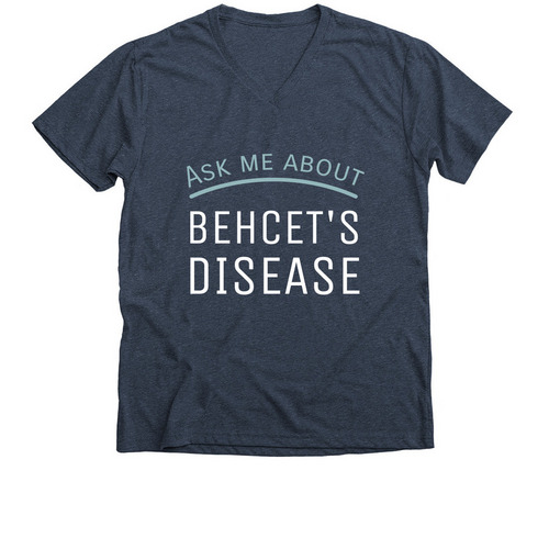 Ask Me About Behcet's, a Heather Navy Premium V-Neck Tee