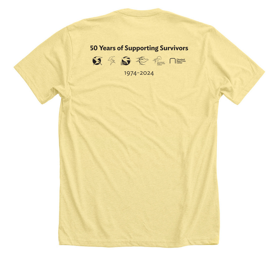 My Body Belongs to Me: 1970's Throwback, a Heather Yellow Gold Premium Unisex Tee (back-view)