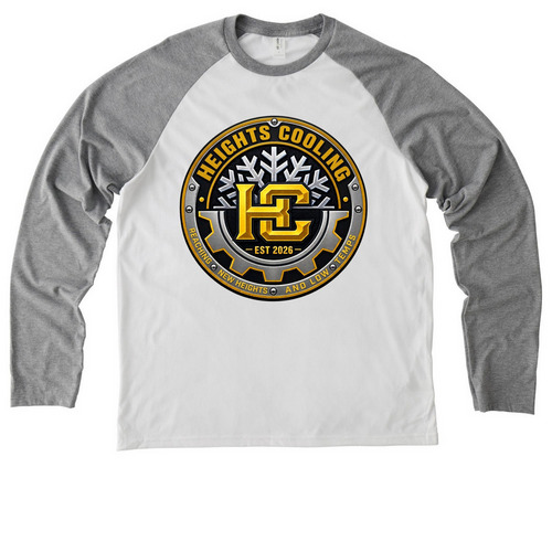 Heights Cooling, a Aluminum Grey/ Bright White Allmade Eco Triblend Colorblock Raglan Long Sleeve Tee
