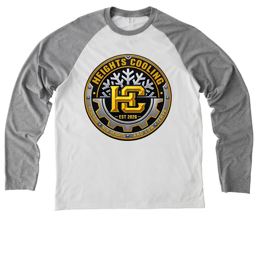 Heights Cooling, a Aluminum Grey/ Bright White Allmade Eco Triblend Colorblock Raglan Long Sleeve Tee