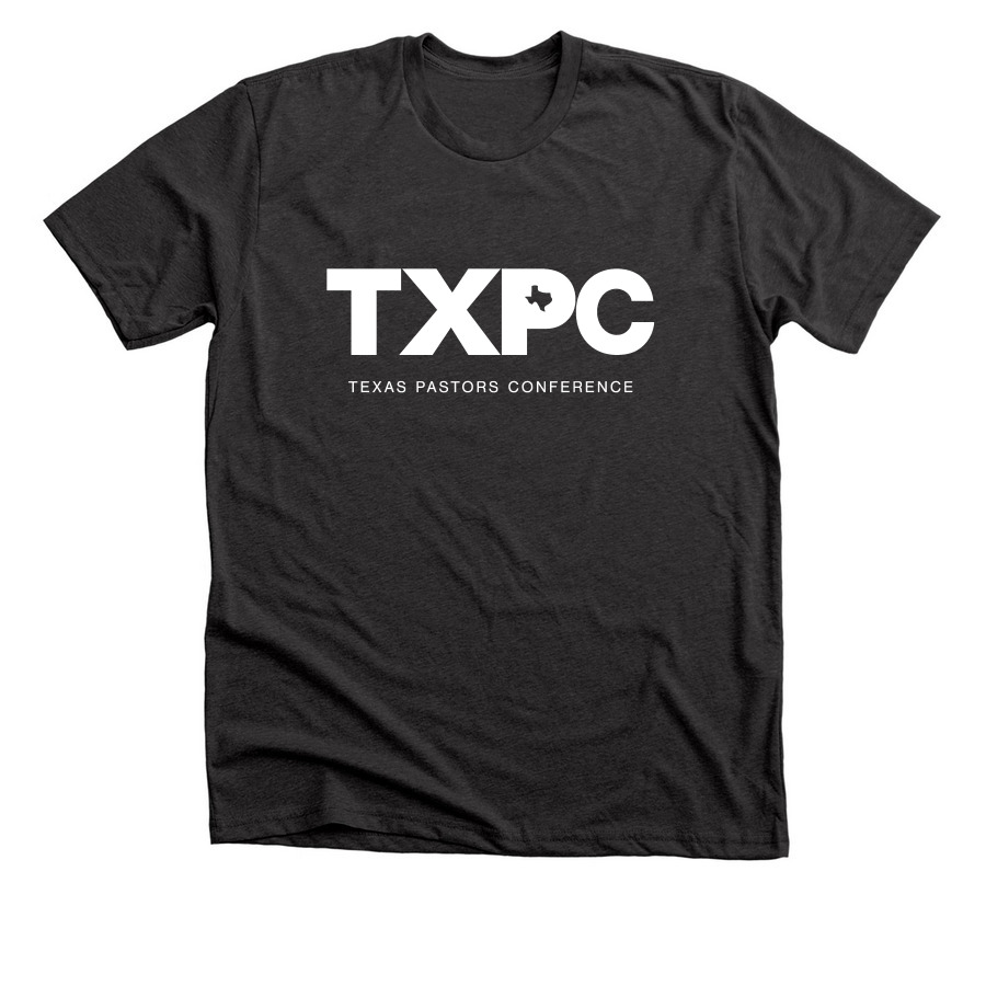 White Logo | TXPC, a Dark Grey Heather Premium Unisex Tee