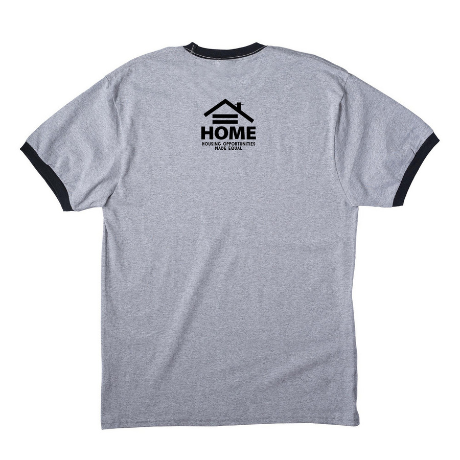 Fair Housing is Accessible, a Athletic Heather/ Jet Black Cotton Ringer Tee (back-view)