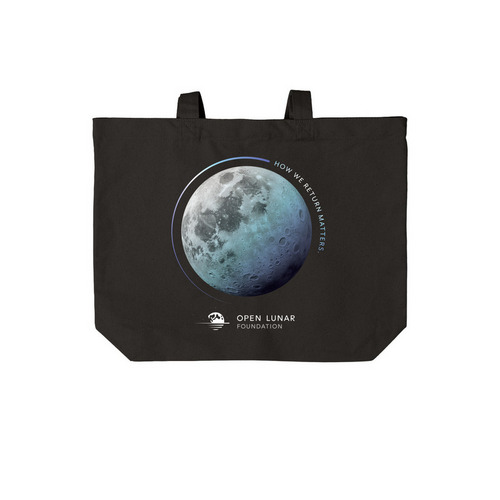Open Lunar Tote, a Deep Black Cotton Canvas Tote Bag