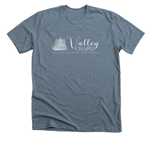 Valley Chapel in White, a Heather Slate Premium Unisex Tee