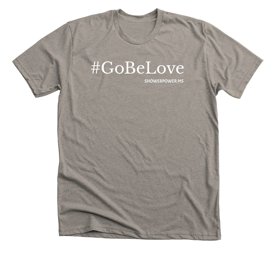 2-Sided Print Tee and Sweatshirt, a Heather Stone Premium Unisex Tee