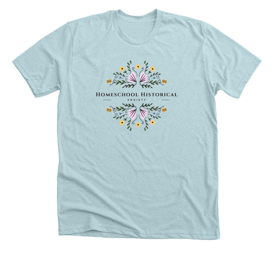 Homeschool Historical Society, a Heather Ice Blue Premium Unisex Tee