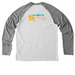 King Snail, a Aluminum Grey/ Bright White Allmade Eco Triblend Colorblock Raglan Long Sleeve Tee (back-view)