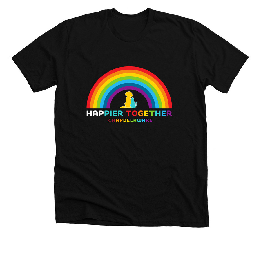 Happier Together PRIDE Rainbow (Dark), a Solid Black Blend Premium Unisex Tee