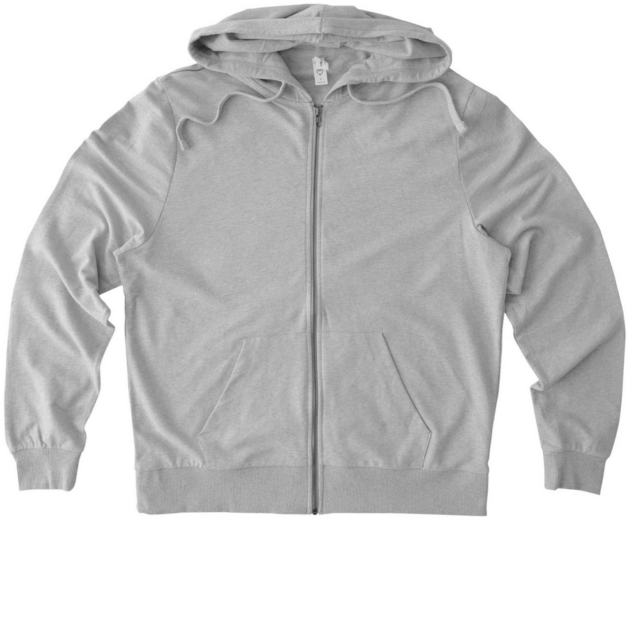 Zip Up Hoodies, Logo on Back, a Granite Grey Heather Allmade Organic French Terry Zip Up Hoodie