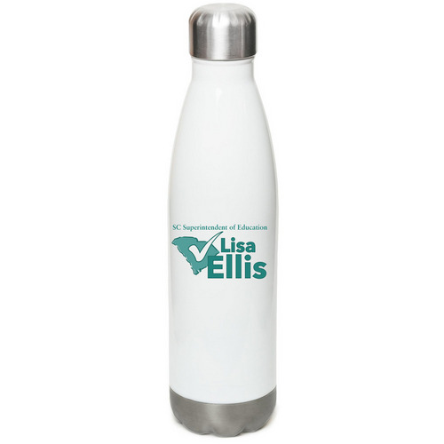 Water Bottle, a White Stainless Steel Water Bottle