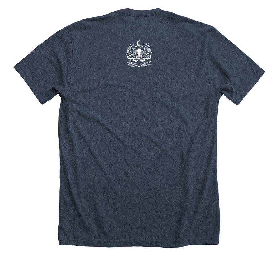 A Discovery of Yoga, a Heather Midnight Navy Premium Unisex Tee (back-view)