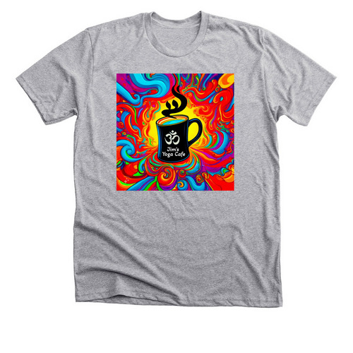 Jim's Yoga Cafe clothing, a Athletic Heather Premium Unisex Tee