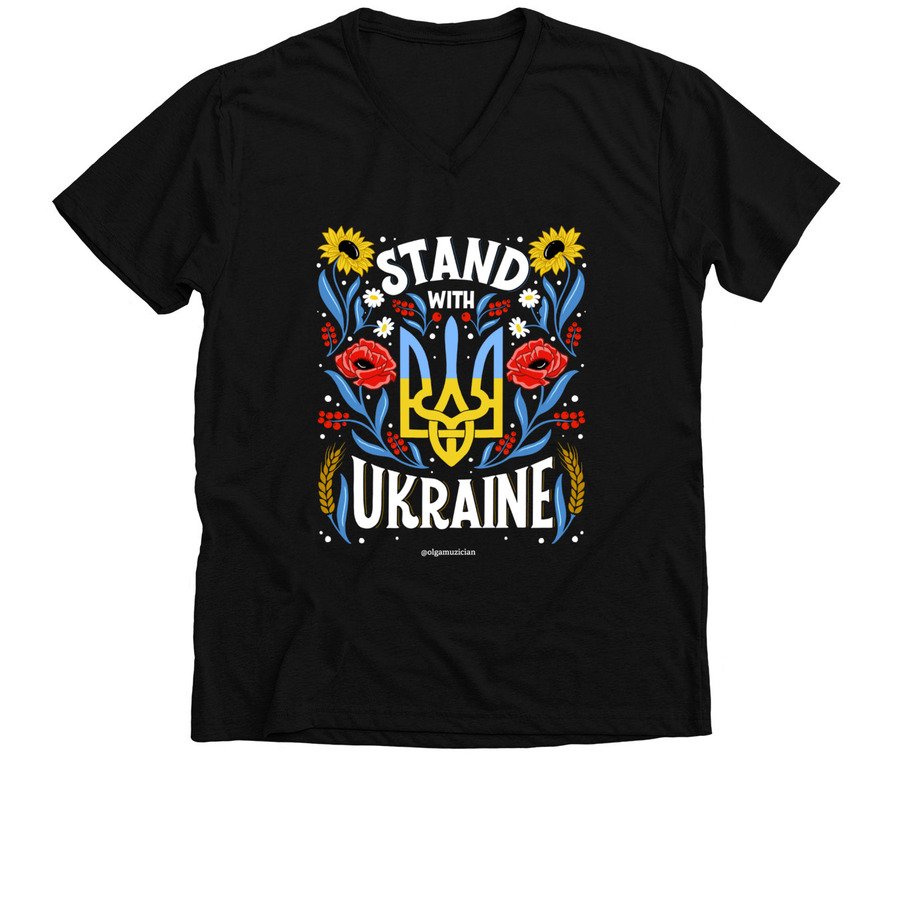 Stand with Ukraine, a Solid Black Blend Premium V-Neck Tee