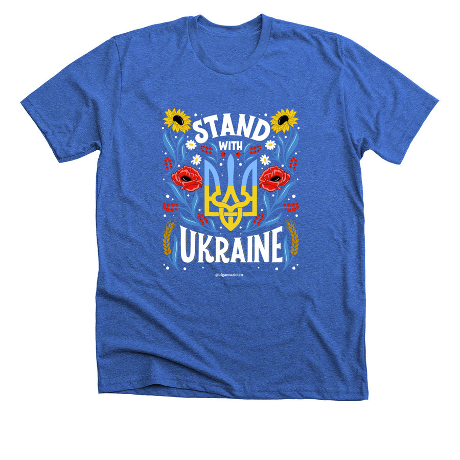 Stand with Ukraine, a Heather True Royal Premium Unisex Tee
