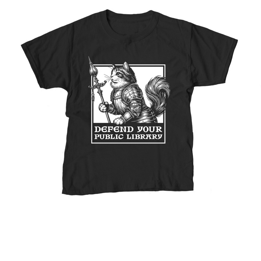 Kitty Defender, a Black Youth Unisex Tee