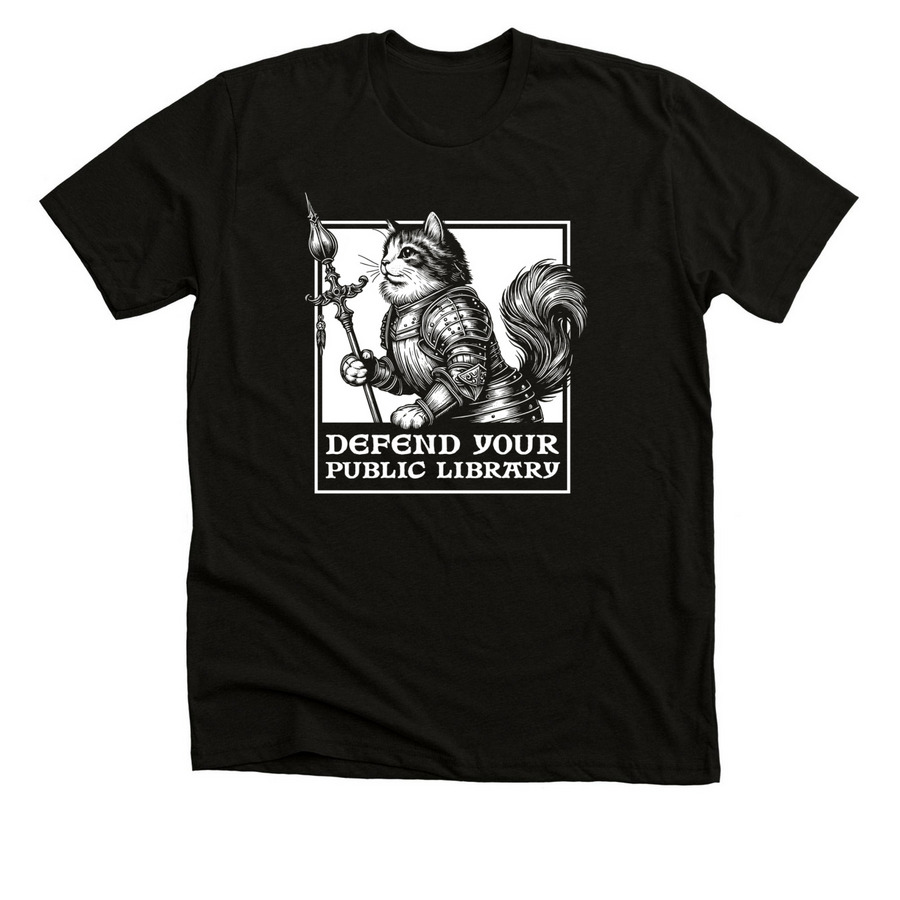 Kitty Defender, a Black Heather Premium Unisex Tee