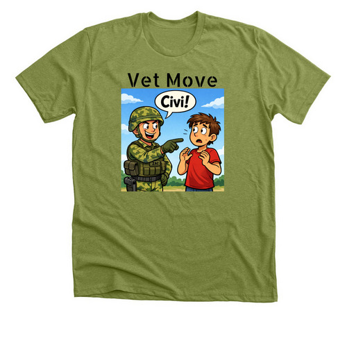 Vet Move, a Heather Green Premium Unisex Tee