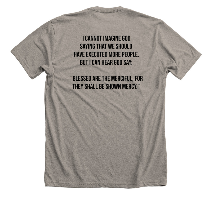 Blessed Are the Merciful&nbsp;, a Heather Stone Premium Unisex Tee (back-view)