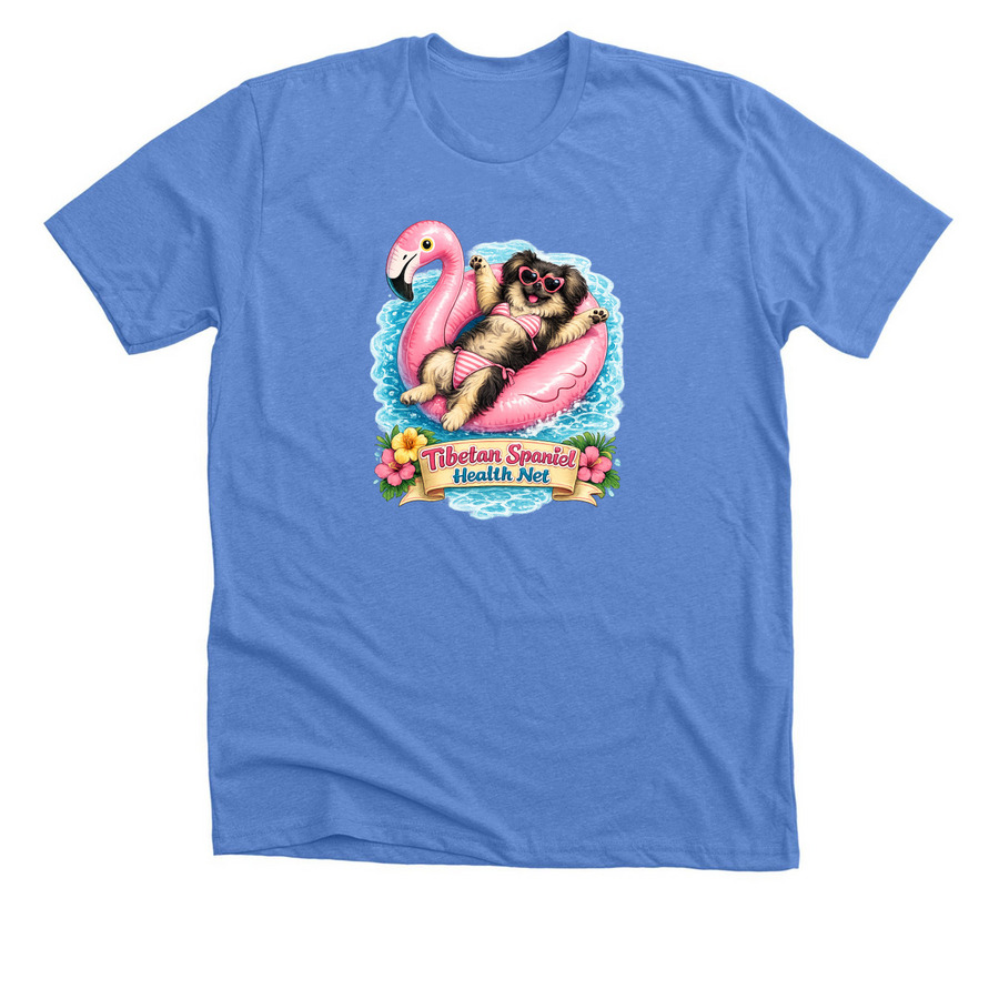 Summertime Tibbie Pool Fun, a Heather Columbia Blue Premium Unisex Tee