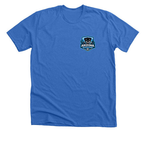 Tank's Tracks, a Heather True Royal Premium Unisex Tee